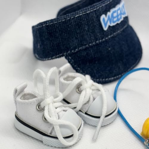 17cm Doll 4-Piece Clothes Set Denim Overall Sun Hat T-Shirt Knitted Flower Brooch E2418