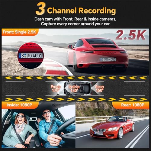 3 Channel Dual Dash Camera with 64GB Card N815