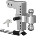 Adjustable Trailer Hitch Ball Mount, 8 Inch Drop, 2.5 Inch Receiver, 18,500 LBS GTW, Forged Aluminum Shank, Dual Balls V1347