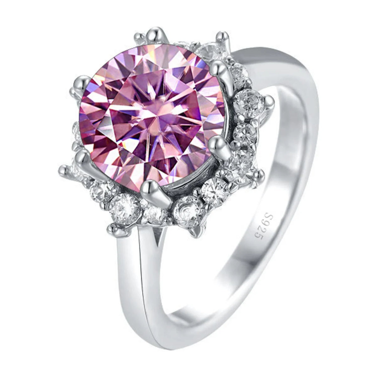 1ct Moissanite Engagement Ring, 925 Sterling Silver Yellow/Blue/Pink Diamond Ring E645