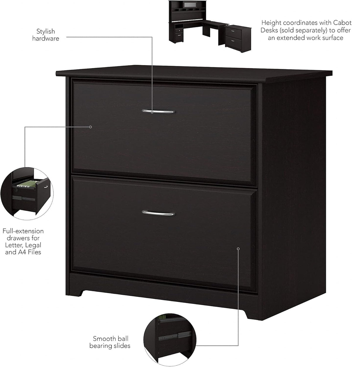 Espresso Oak 2 Drawer Lateral File Cabinet X21078