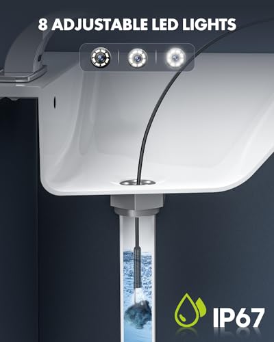 Dual Lens Endoscope Camera with Light, 1080P HD Borescope with 8 LED Lights, USB Endoscope with 16.5ft Semi-Rigid Snake Camera, IP67 Waterproof Inspection Camera S963565