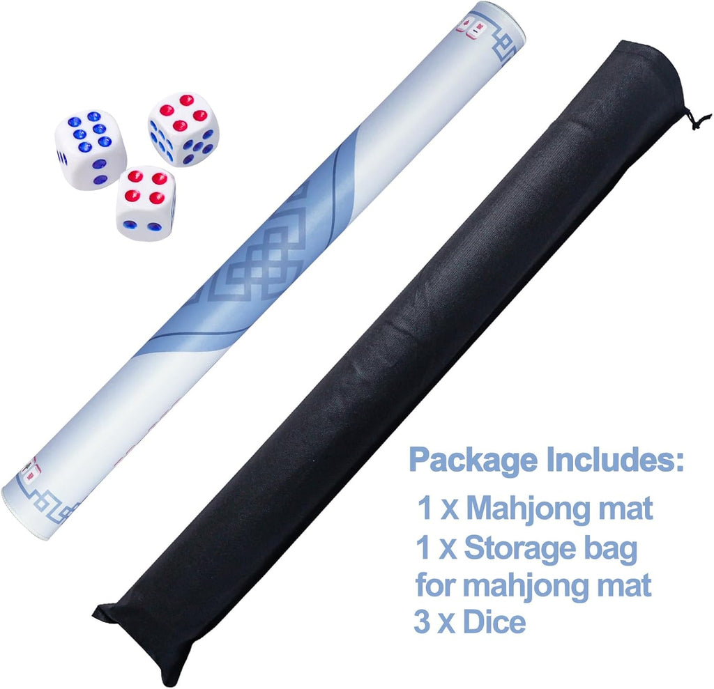 166 Quality White Tiles Mahjong Game Set with Blue Printed Carrying Bag O481