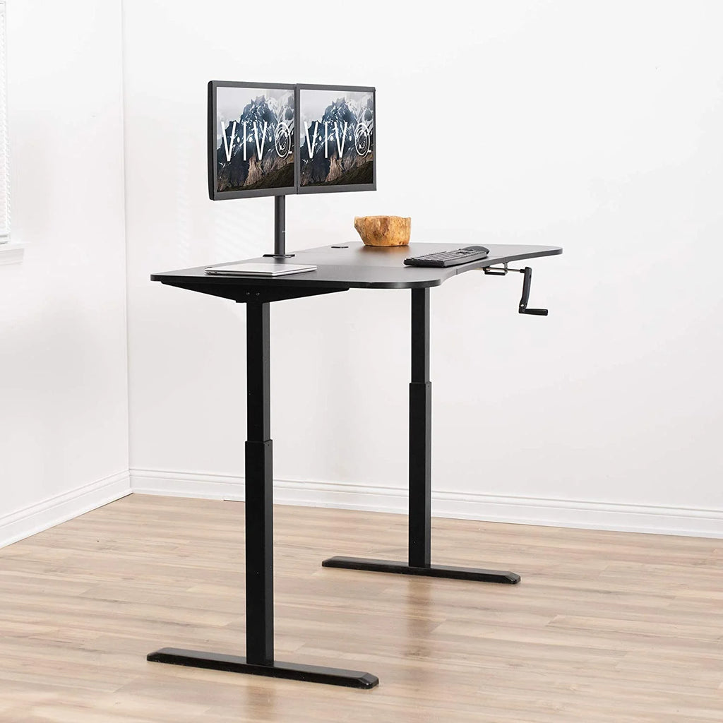 Height Adjustable 63 X 32 Inch Stand Up Desk with Black Table Top E17635