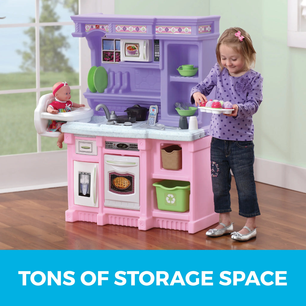 Pink Toddler Plastic Kitchen Playset with 30 Piece Play Set Q594