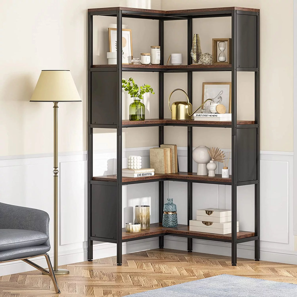 5-Tier L-Shaped Corner Bookshelf F295