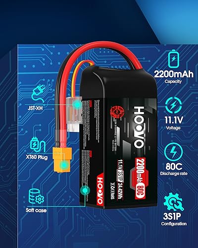 3S 2200mAh 80C 11.1V Shorty Lipo Battery Pack 2 Pack I1630