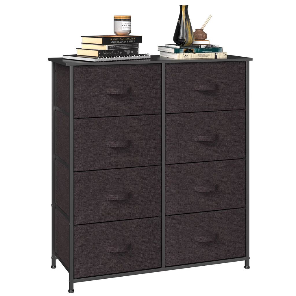 Light Gray 8 Drawer Vertical Dresser with Shelf C50192