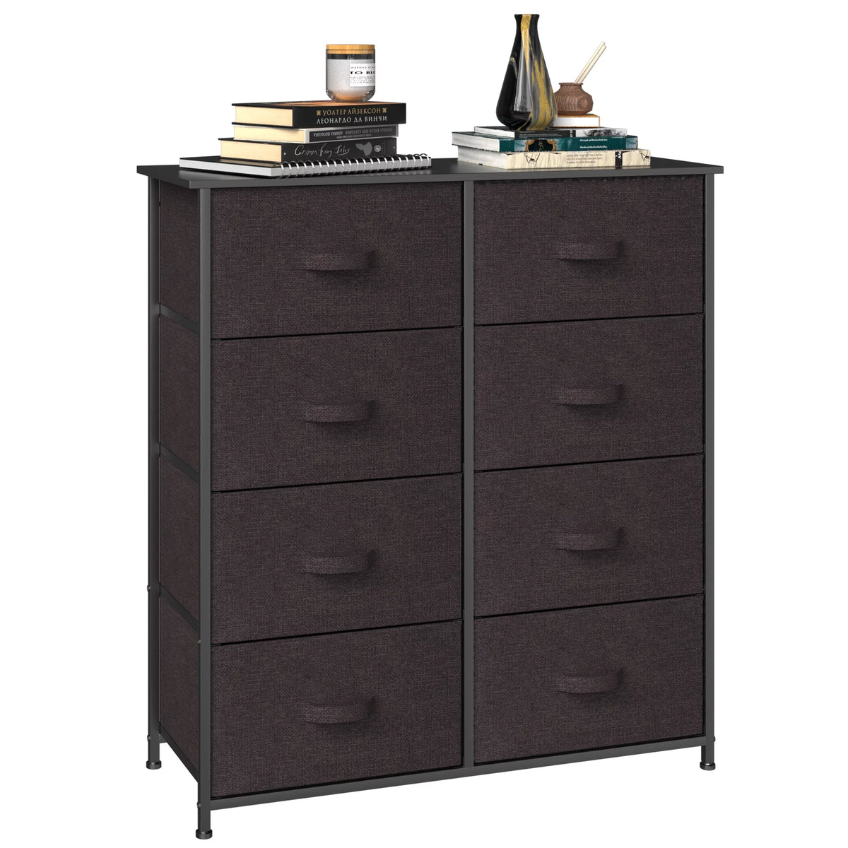 Light Gray 8 Drawer Vertical Dresser with Shelf C50192
