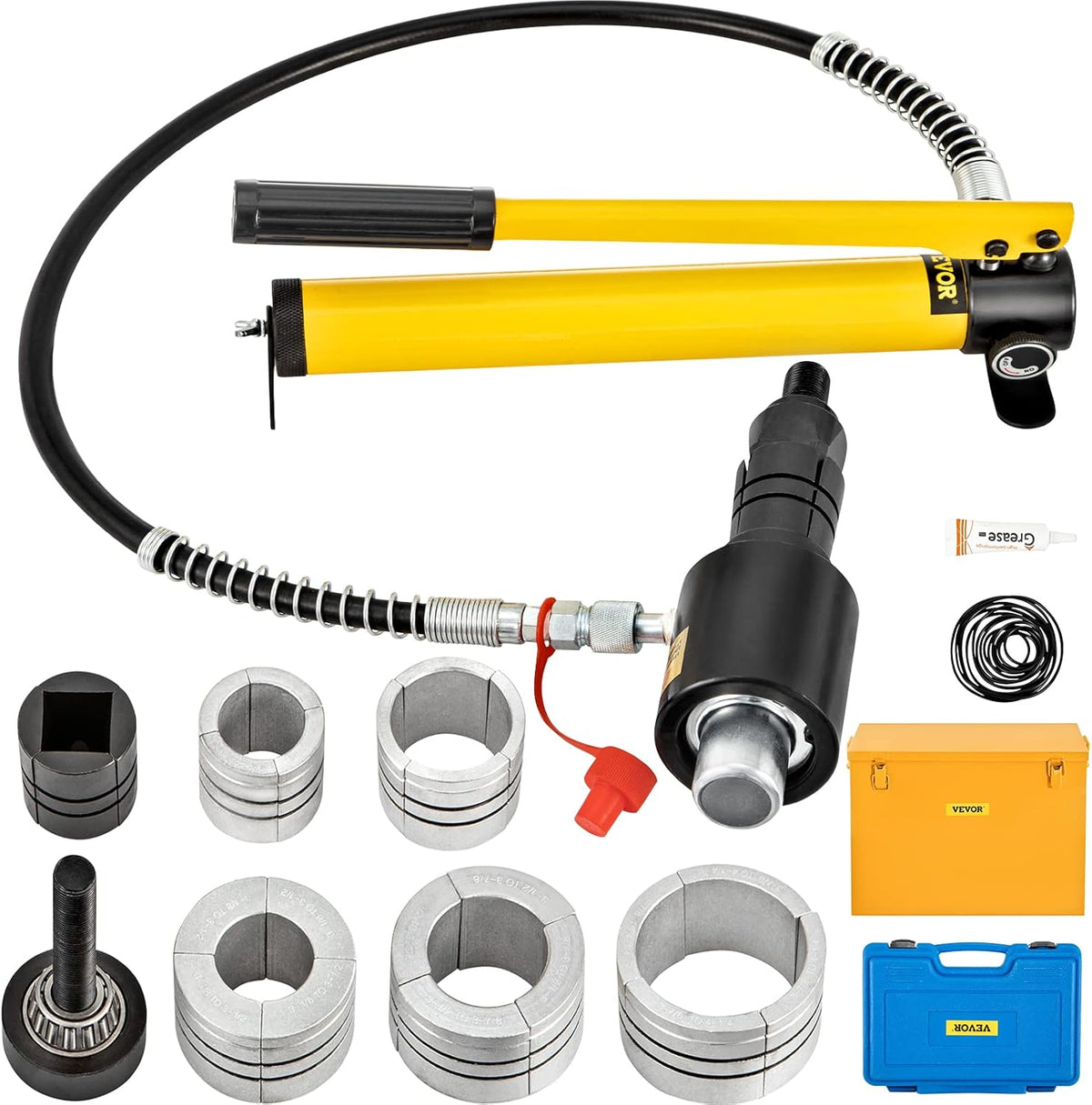 Hydraulic Exhaust Pipe Expander, 10 T Manual Pipe Stretcher with 4 Dies and 2 Storing Case Q13649