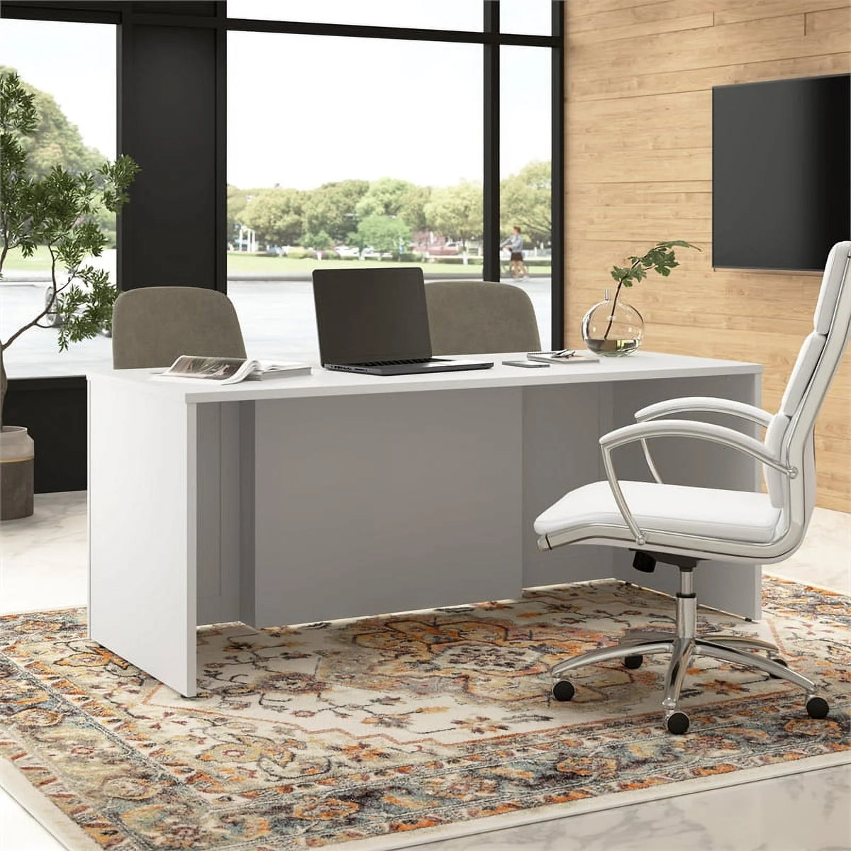 White Engineered Wood Executive Desk R37282