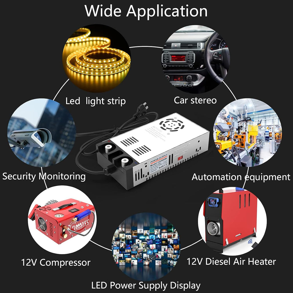 110V AC to 12V DC Converter Power Supply 600W 50A Pack of 2 M165
