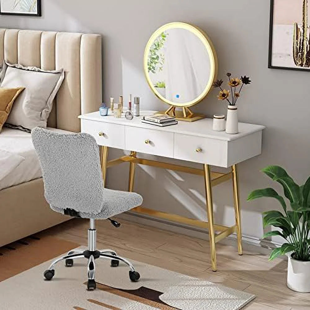 Grey Faux Armless Height Adjustable Swivel Office Chair R254656