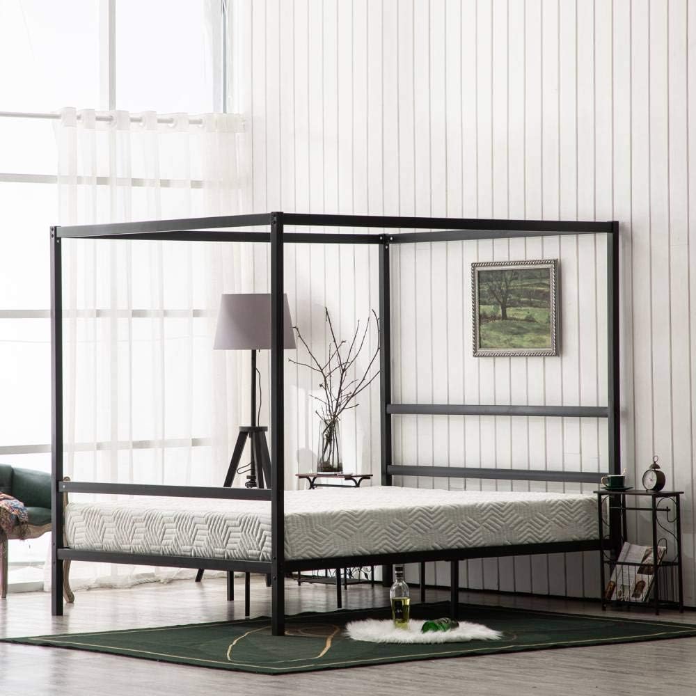 Black Twin Size Canopy Bed Frame D334