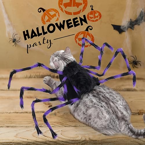 Black & Purple Adjustable Velcro Pet Costume with Giant Furry Legs U67181