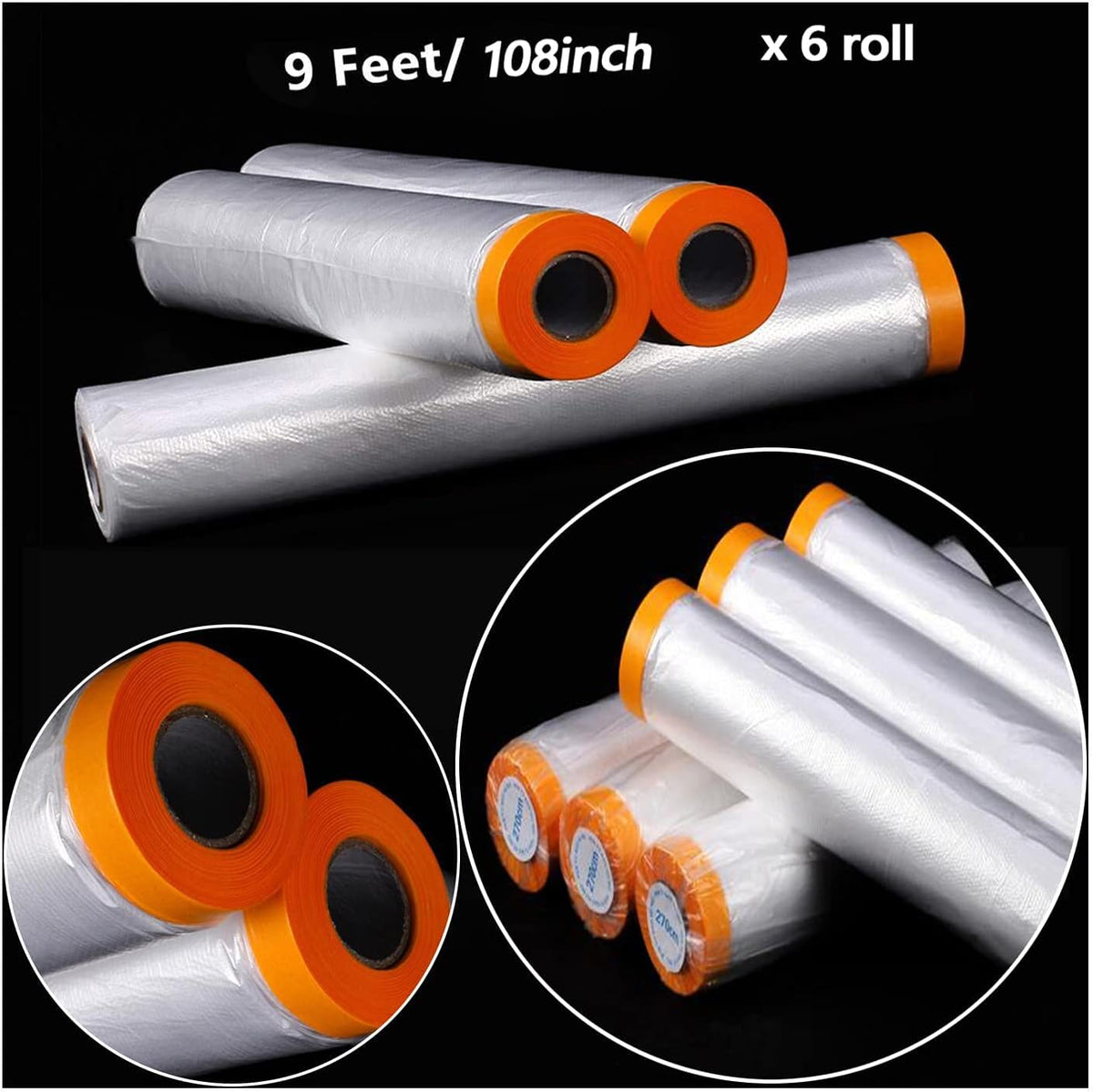 6 Rolls Masking Film Plastic Painting Sheeting E6410