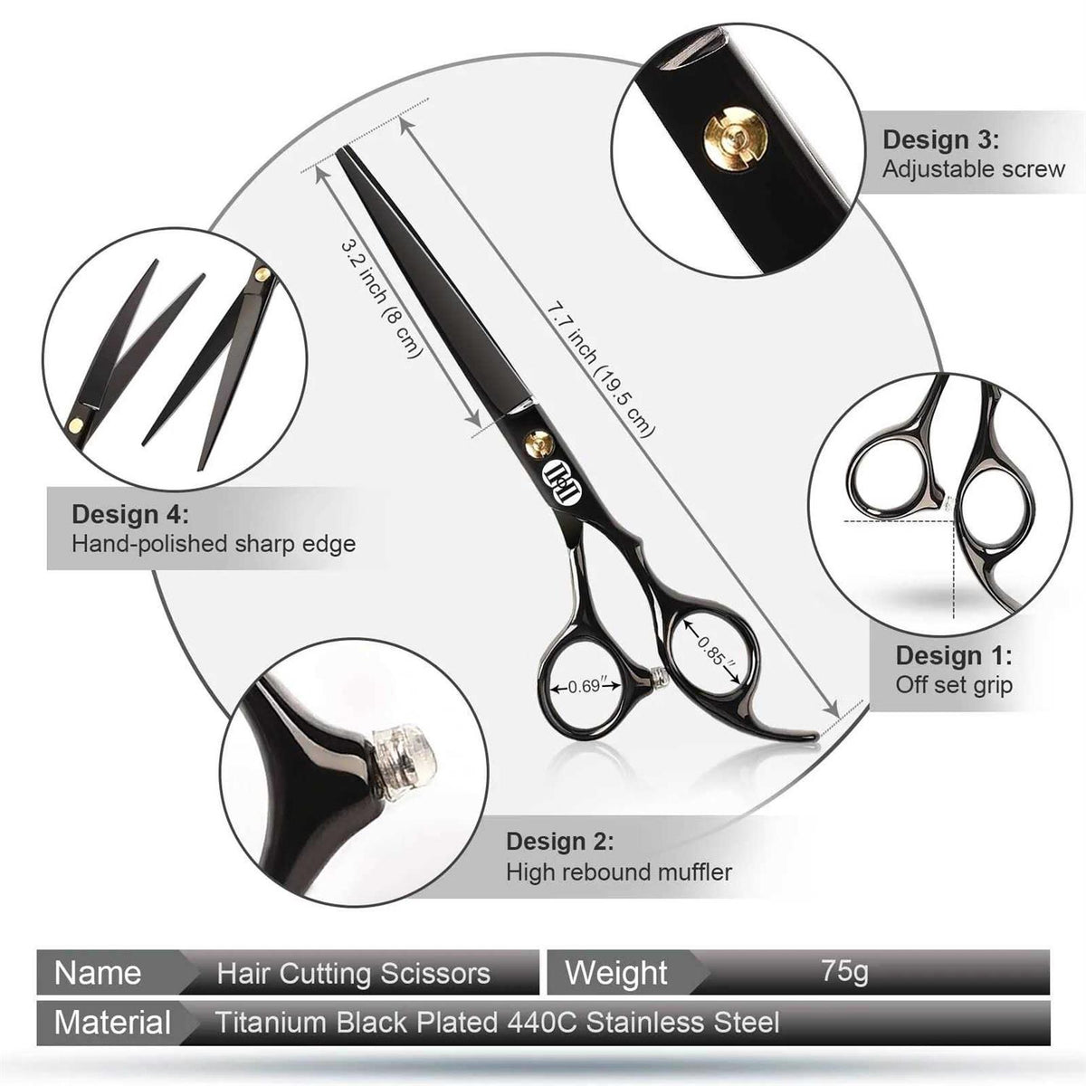 7 Inch Dog Grooming Scissors Kit with Curved Scissors Q206848