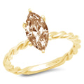 Champagne Simulated Diamond Marquise Cut Ring Size 6.25 Z934