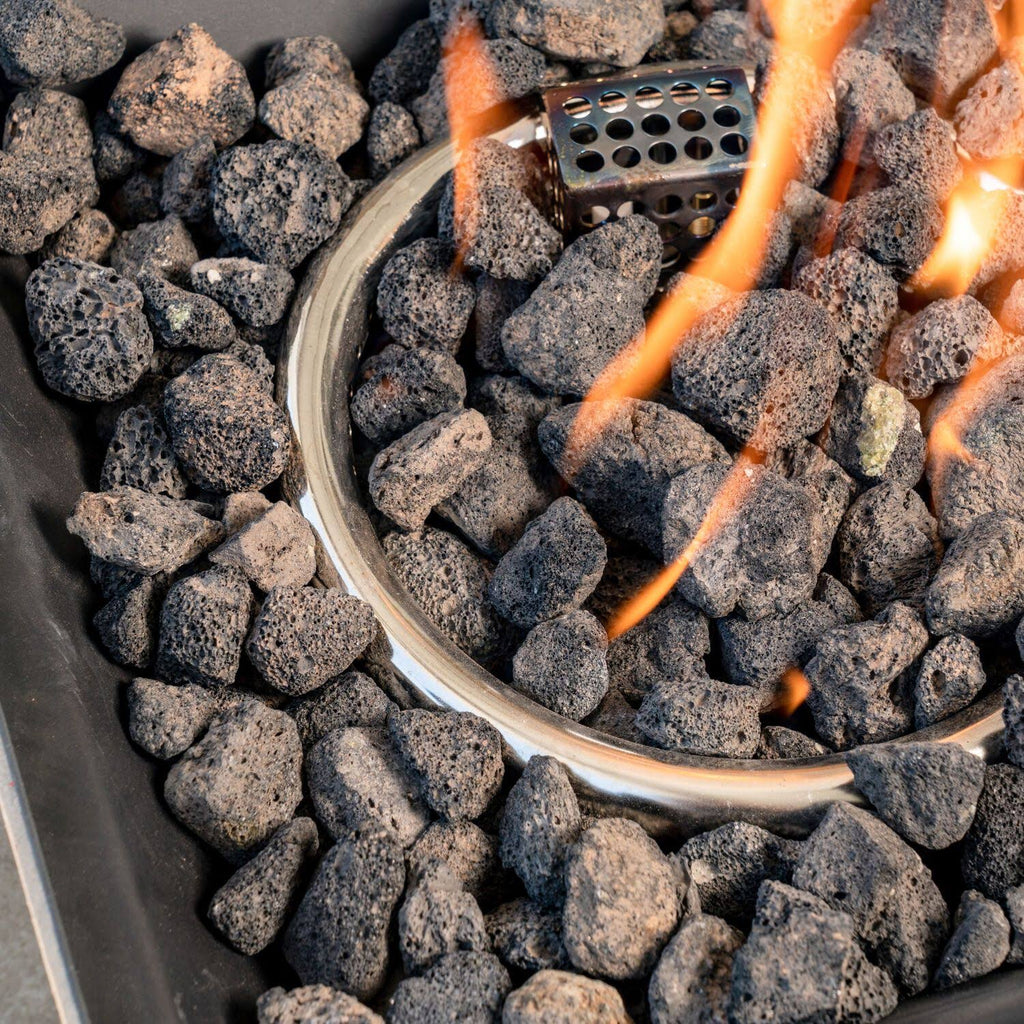 GAS Fire Pit with Tile Top and Light Gray Lava Rocks N8707