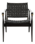 Black Leather Safari Chair L4002