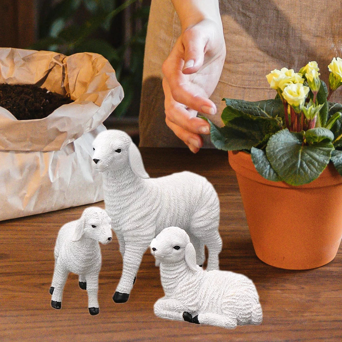 Set of 2 Resin Lamb Figurine Decoration C421368