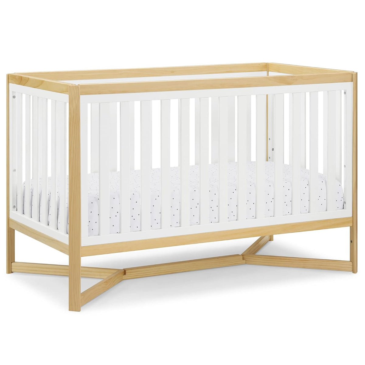 4-in-1 Convertible Crib, White/Grey C5695