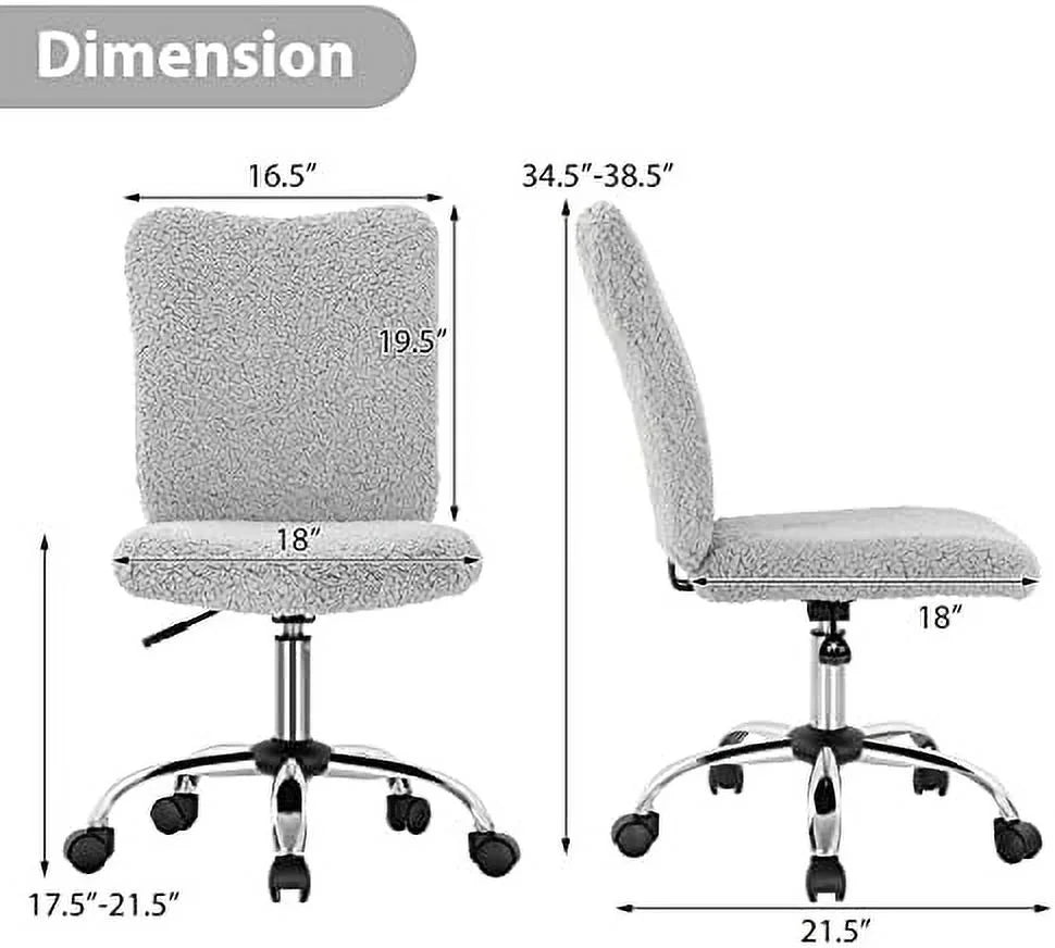 Grey Faux Armless Height Adjustable Swivel Office Chair R254656