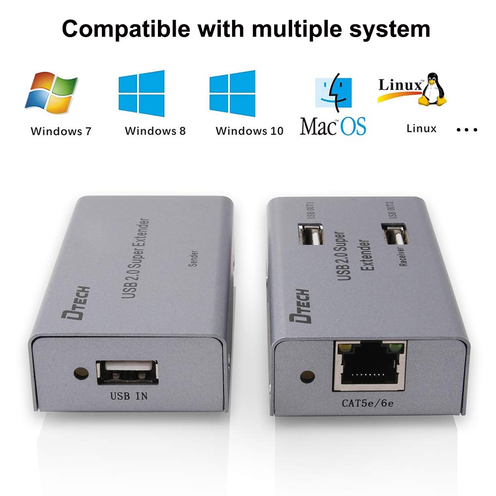 50m Multiport USB Extender Over Ethernet Cat5 Cat6 Cable with 4 USB Expansion Port Data Hub Power Adapter D8487