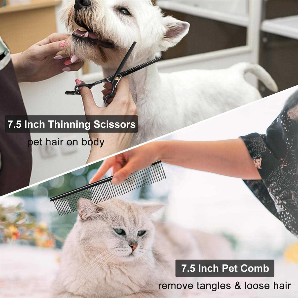 7 Inch Dog Grooming Scissors Kit with Curved Scissors Q206848