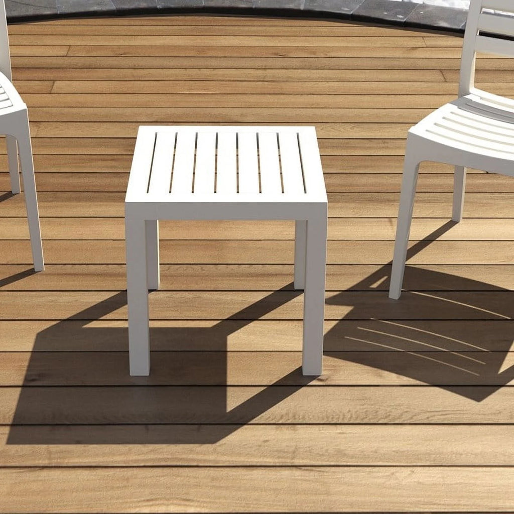 2 Piece White Resin Patio Side Table Set T11709