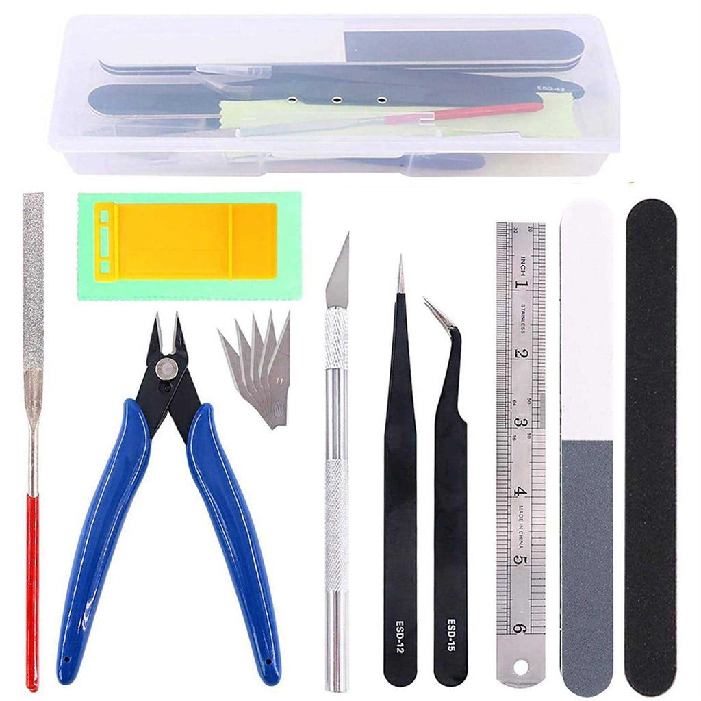 15 Pcs Model Building Tools Kit with Plastic Box O926