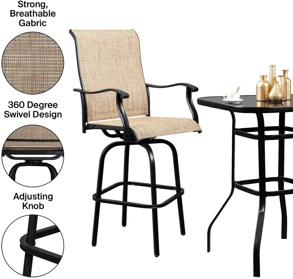 3 Piece Swivel Stools Set with Dining Chairs and Cafe Table D465567