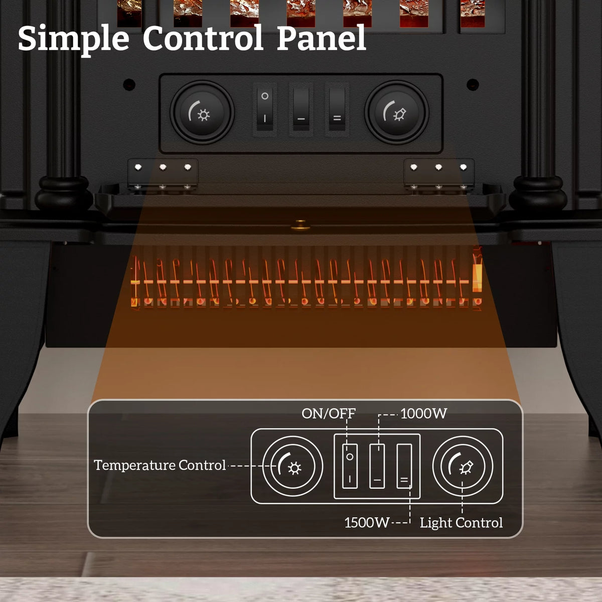 16" Infrared Electric Fireplace Heater U668