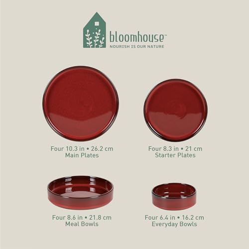 Amber Terracotta Reactive Glaze Dinnerware Set, Service for Four (16pcs) Y2090