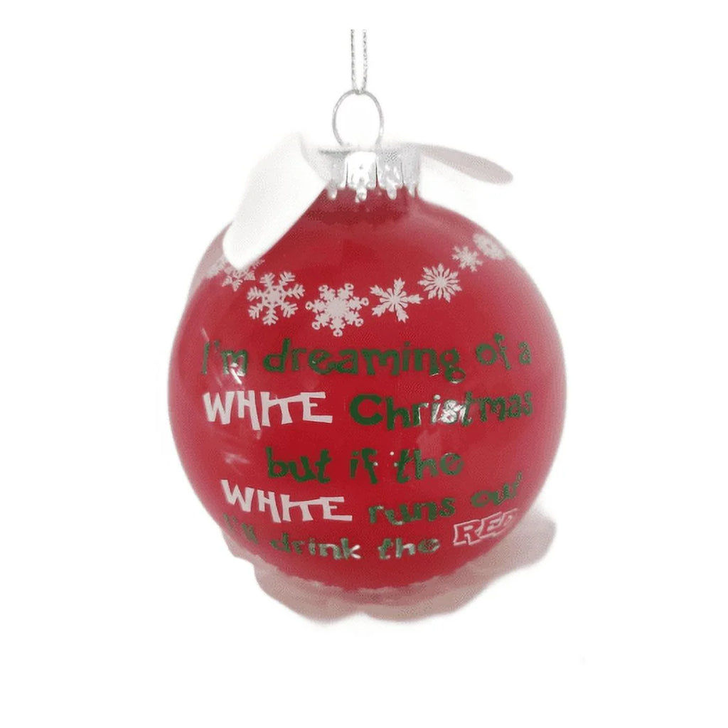 Personalized Red & White Wine Glass Ball Ornament with Pen S907