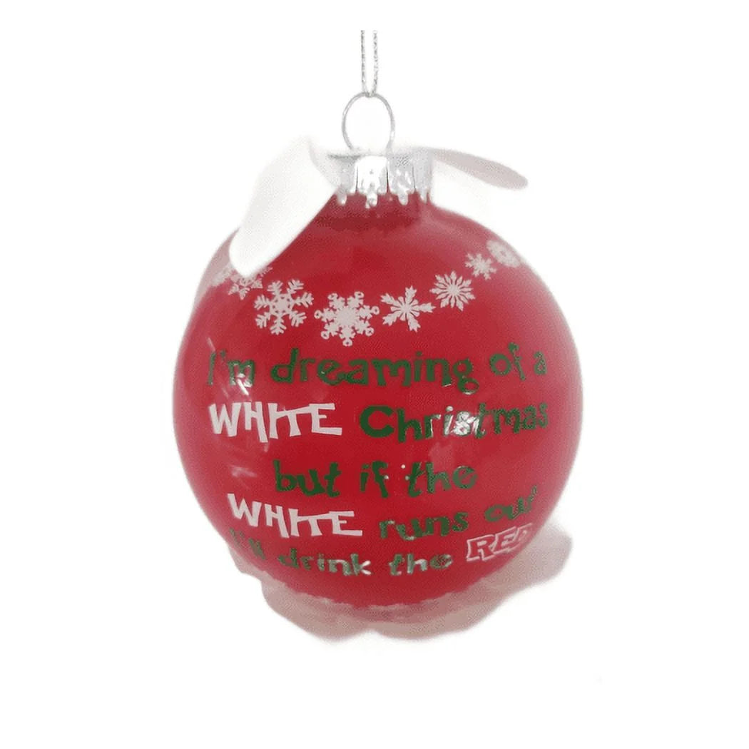 Personalized Red & White Wine Glass Ball Ornament with Pen S907