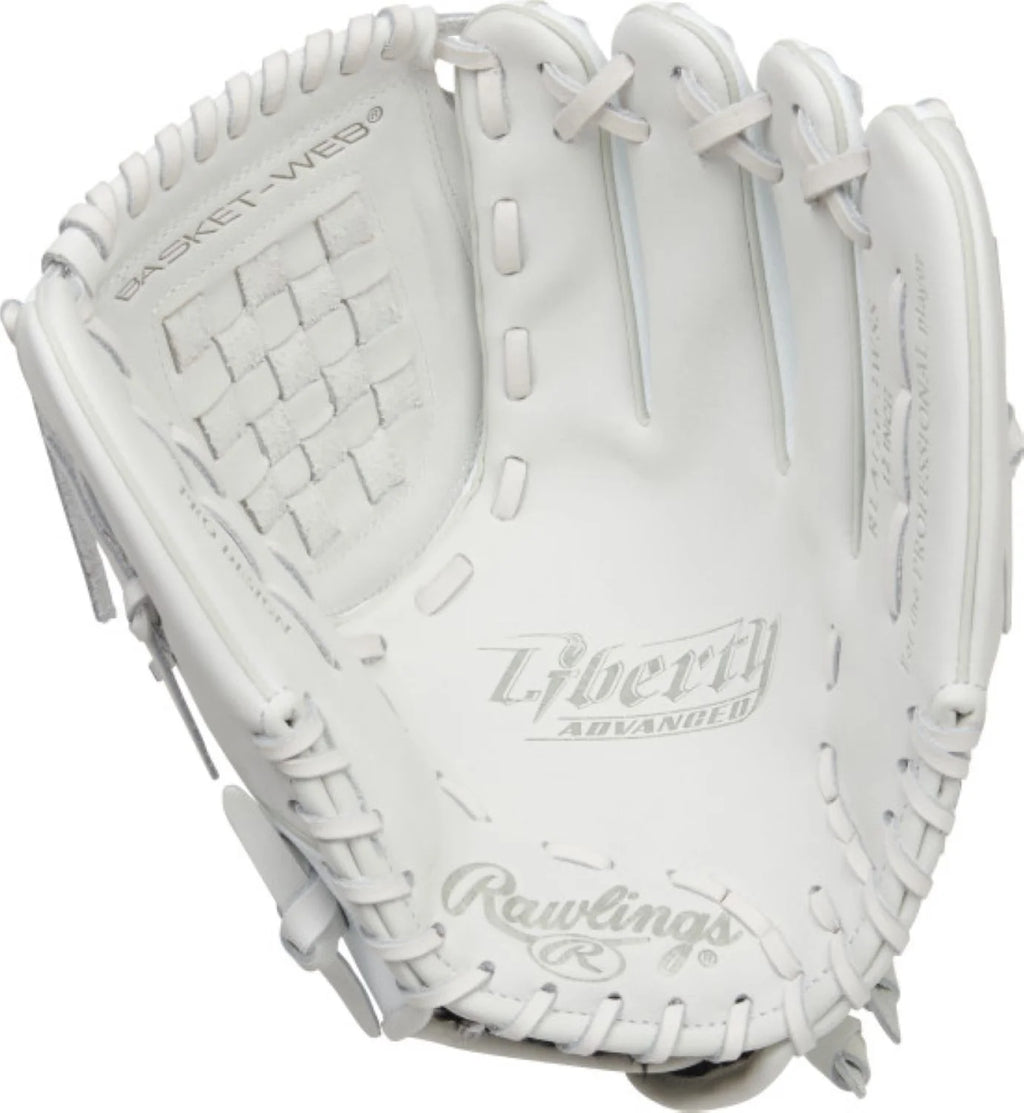 White 12" Basket Web Fastpitch Softball Glove Y181