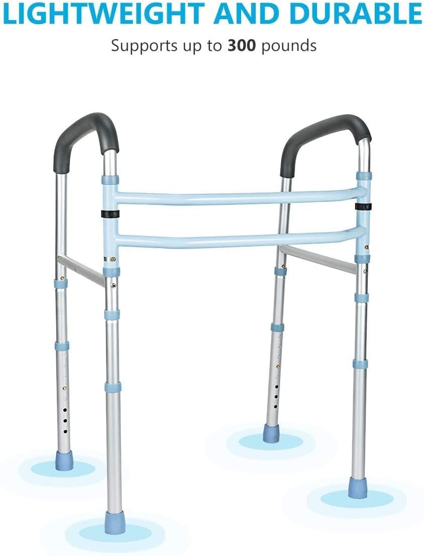 Stand Alone Toilet Safety Rail and Folding Shower Commode Wheelchair Heavy Duty Medical Toilet Safety Frame Adjustable Bathroom Toilet Handrails V62906
