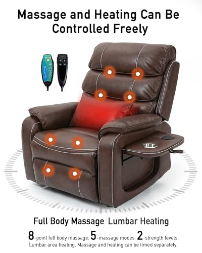 Large Power Lift Recliner with Heated and Massage, Dual Motor, 25in Wide Seat B698