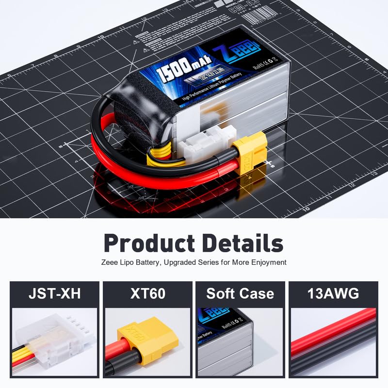 1500mAh 14.8V 120C Graphene Battery with XT60 Plug (2 Pack) G280