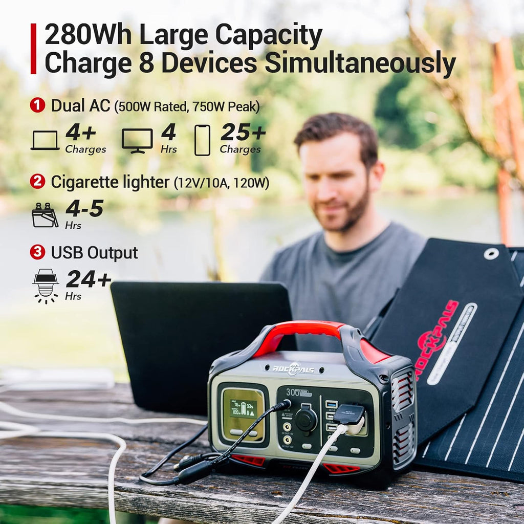 300W Portable Power Station 280wh Solar Generator with 110V AC Outlet G76265