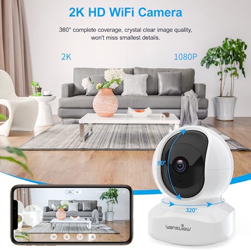 Security Camera Indoor, 360 Degree WiFi, 2 Way Audio Night Vision, Black, 3MP L277