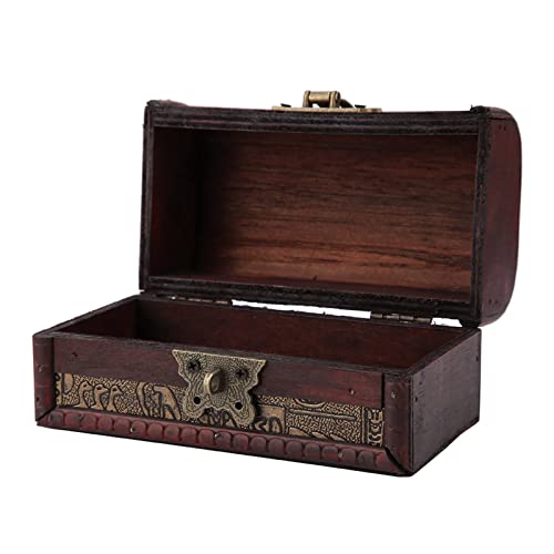 Small Wooden Treasure Chest Box with Lock U546