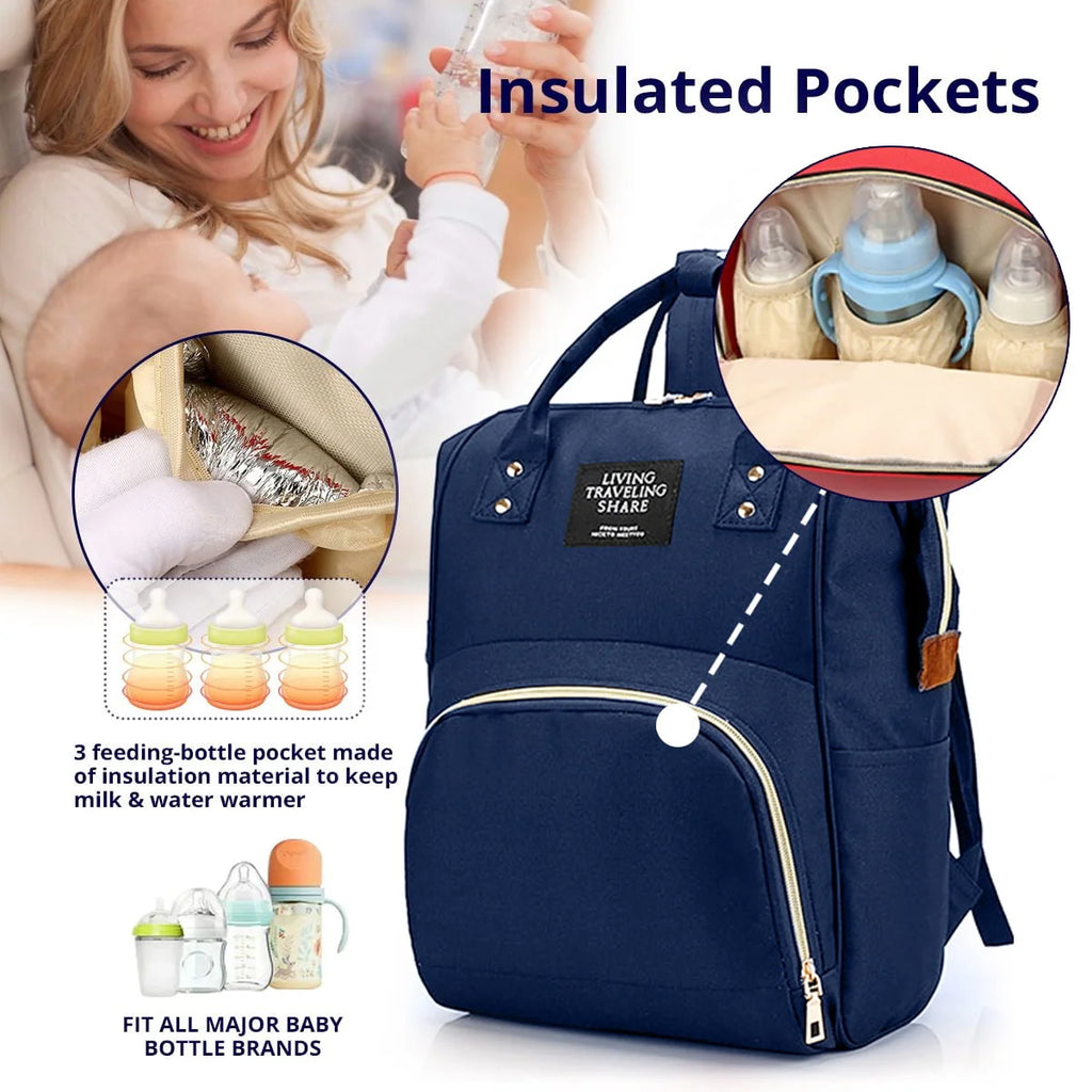 Diaper Bag Backpack with Insulated Pockets I4686