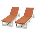 Gray and Orange Acacia Wood Chaise Lounge Set of 2 Y865