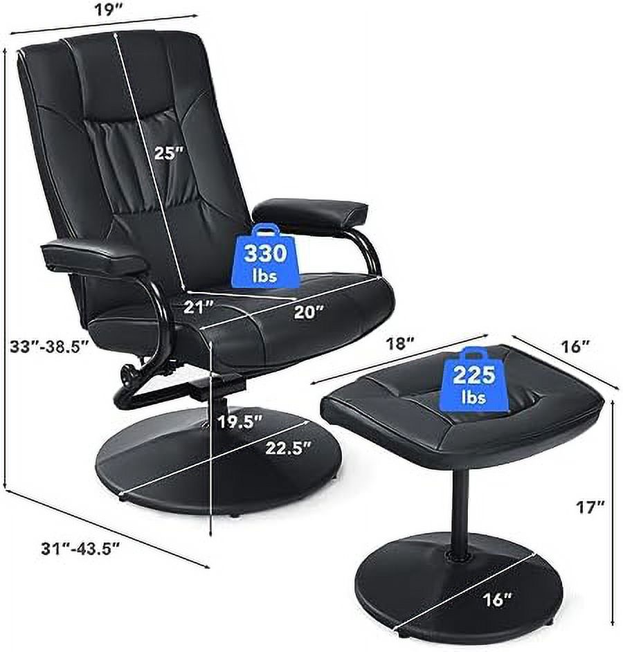Brown PU Leather Swivel Reclining Chair with Ottoman C63924