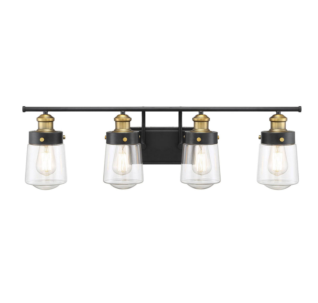 Vintage Black with Warm Brass 4 Light Bath V8881