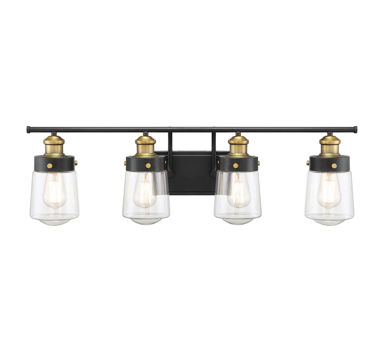 Vintage Black with Warm Brass 4 Light Bath V8881