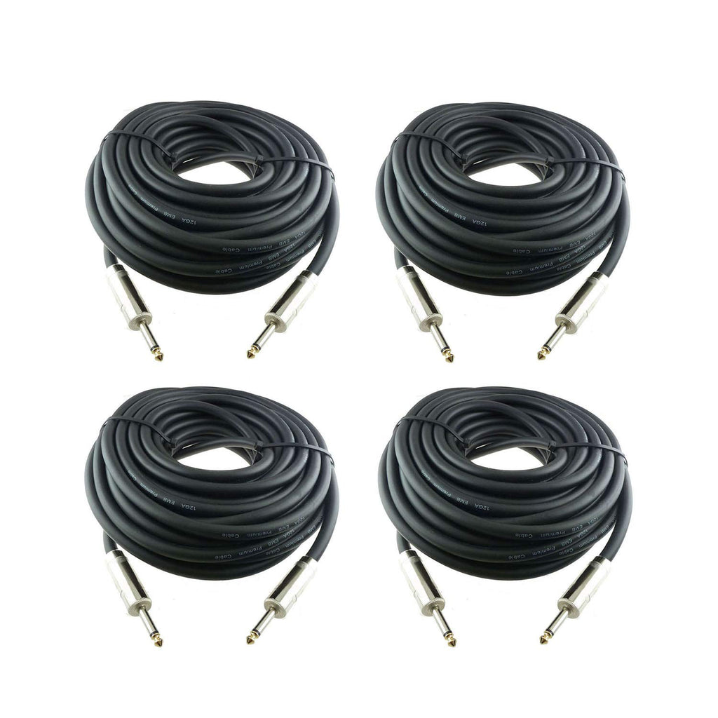4Pcs 25 Feet 1/4 to 1/4 Speaker Cables, 12 Gauge 2-Conductor Heavy Duty Audio Cord J8273