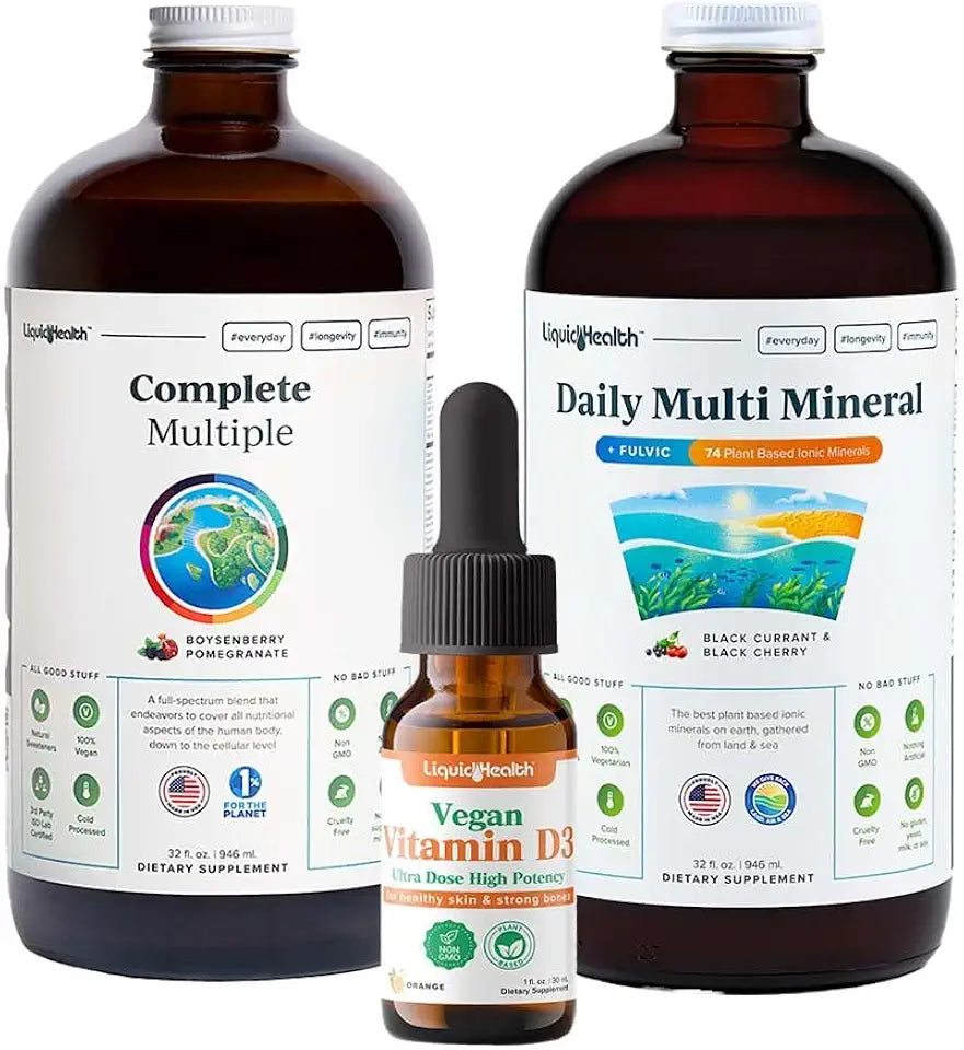 Liquid Vitamin Bundle with Multivitamin, Minerals and Vegan Vitamin D3 Drops V933